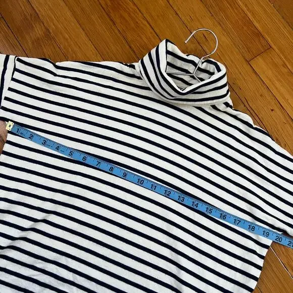 Madewell Striped White & Navy Blue Cropped Turtleneck Sweater Size XS - Picture 11 of 13